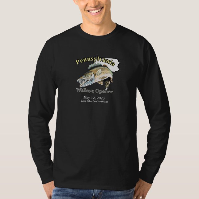 T-shirt Custom Lake/Date Pennsylvania Walleye Opener Dark (Devant)