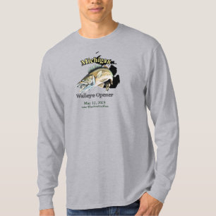 T-shirt Custom Lake et Date Michigan Walleye Opener