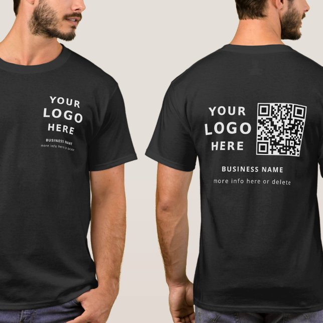 T-shirt Custom Logo and QR Code Employee Modern Black (Créateur téléchargé)