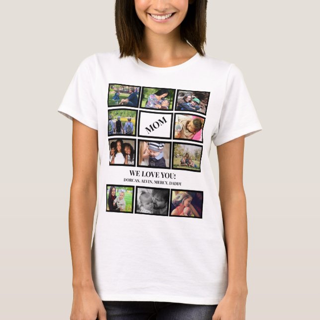 T-shirt Custom Modern Mom Mothers Day 11 Photo Collage (Devant)