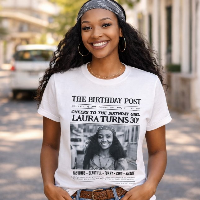 T-shirt Custom Newspaper Shirt, Fun Personalized Birthday (Custom Newspaper Shirt, Fun Personalized Birthday T-Shirt)