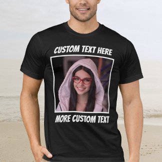 T-shirt Custom Photo and Text Or Name White Border