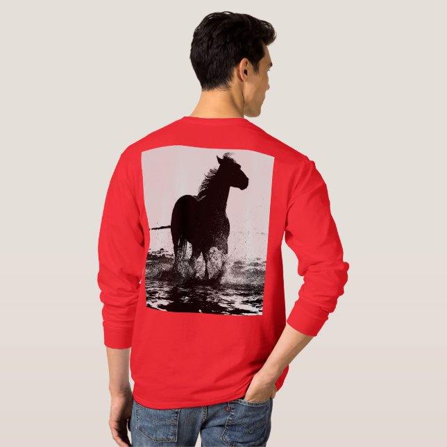 T-shirt Custom Pop Art Runse Horse Deep Red Modèle (Dos entier)