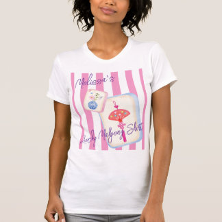T-shirt Custom Preppy Mahjong Pink Stripes Game Night