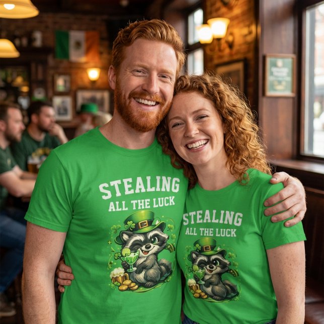 T-shirt Custom Text Funny Raccoon St. Patrick's Day (Créateur téléchargé)