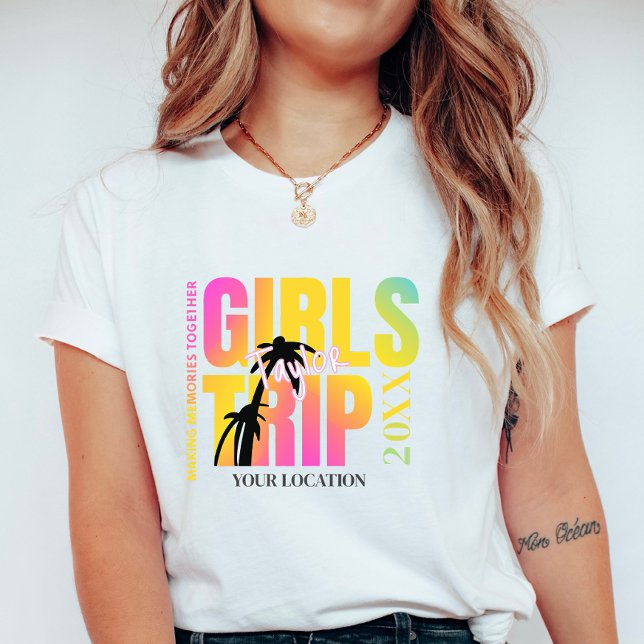 T-shirt Custom Year Girls Trip; Summer Vacation Name &City (Créateur téléchargé)