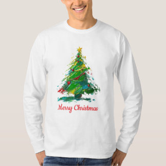 T-shirt Customisable Xmas Tree Oil Painting Longsleeve