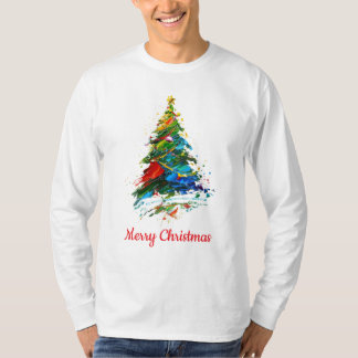 T-shirt Customisable Xmas Tree Oil Painting Longsleeve