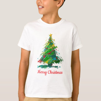 T-shirt Customisable Xmas Tree Oil Painting Style Child