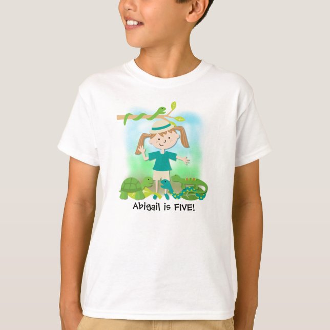 T-shirt customisé par anniversaire blond de safari (Devant)
