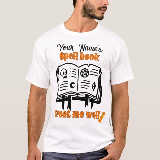 T-shirt customisé Spell book, me traiter bien drôle Hallow (Devant)