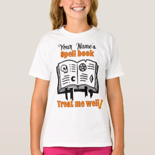 T-shirt customisé Spell book, me traiter bien drôle Hallow