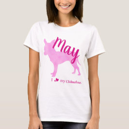 T-shirt Customizable Chihuahua Pink Silhouette Tee チワワT
