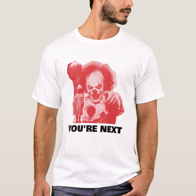 T-SHIRT CUSTOMIZABLE SCARY CLOWN WITH BALLOON ADD PHRASE (Devant)