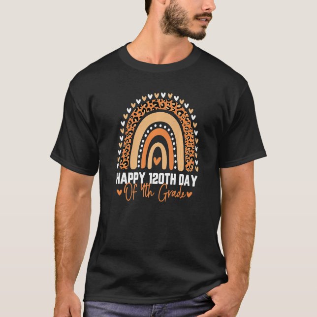 T-shirt Cute 120th Day Of 4th Grade Student Teacher Rainbo (Devant)