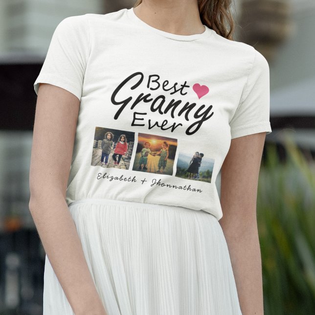 T-shirt Cute 3 Photo Collage Meilleur Granny Ever Grandma  (Créateur téléchargé)