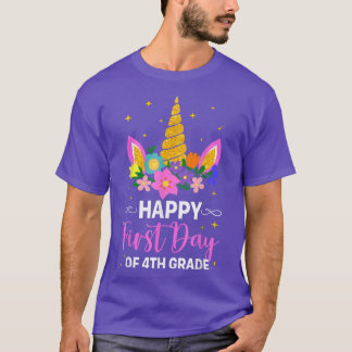 T-shirt Cute 4e année Unicorn Premier jour de l'école Garç