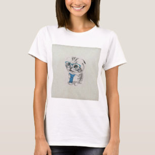 T-shirt Cute adorable drôle d'yeux bleus tendance chaton