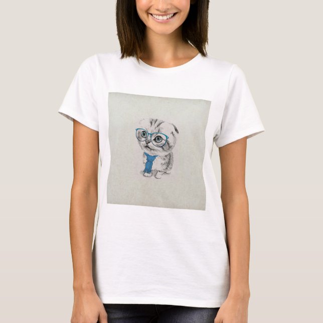 T-shirt Cute adorable drôle d'yeux bleus tendance chaton (Devant)