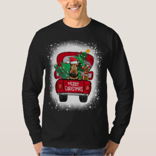 T-shirt Cute Airedale Terrier Camion Rouge Joyeux Noël Bl