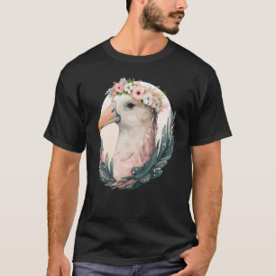 T-shirt Cute Albatros Oiseau Fleur Couronne Floral Tropica