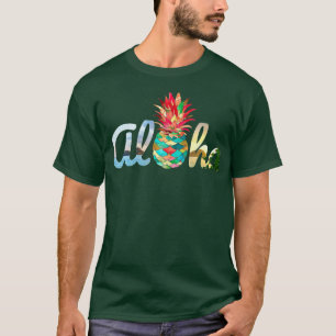 T-shirt Cute Aloha Hawaii Pineapple Mermaid Coral Girls
