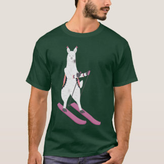 T-shirt Cute Alpaca Llama Skiing Ski Snowboard Sport Gift