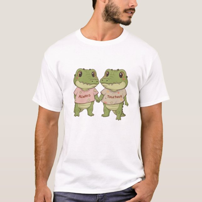 T-shirt Cute Always Together Crocodile Couple Matching T-S (Devant)