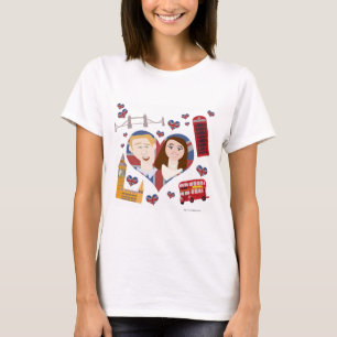 T-shirt Cute Anglais Couple Royal Cartoon Love Design