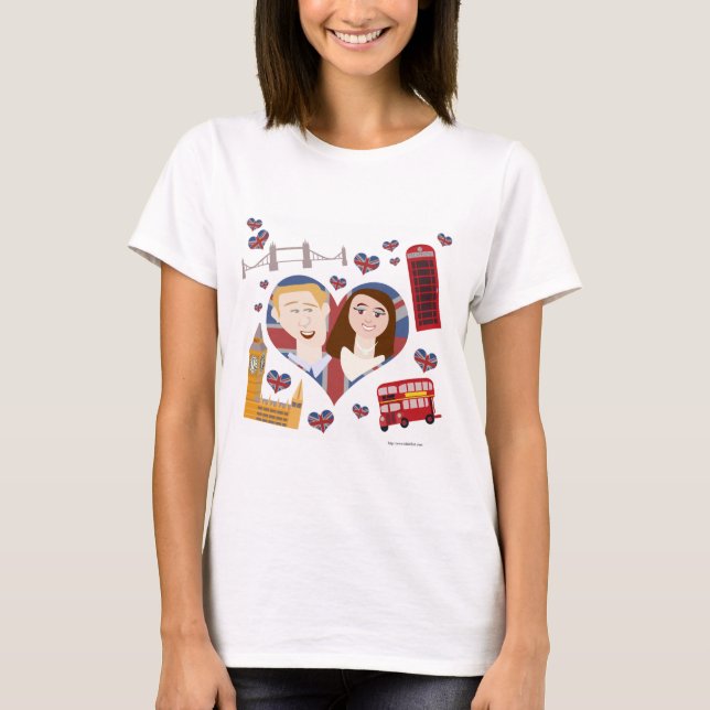 T-shirt Cute Anglais Couple Royal Cartoon Love Design (Devant)
