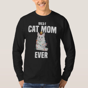 T-shirt Cute Angora Chat avec Fairy Lights Meilleur Chat M