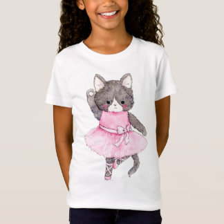 T-Shirt Cute animal chat Ballerina Aquarelle