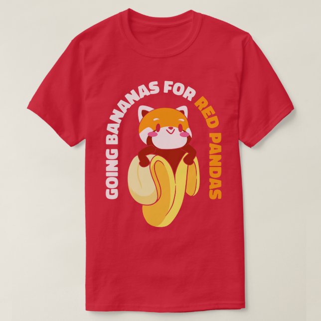 T-shirt Cute Animal Rouge Panda Banana Fruit Faune Aliment (Design devant)