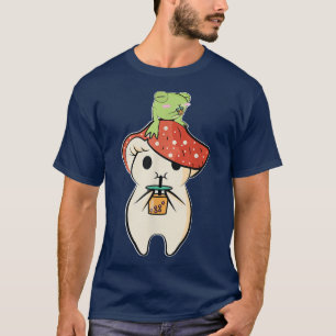 T-shirt Cute anime Frog Mushroom Matcha Tea