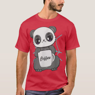 T-shirt Cute Anime Panda Et Ours Kawaii Boire Café M