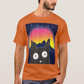 T-shirt Cute Anime Retro Kitten Neko Synthwave Japan 80s M