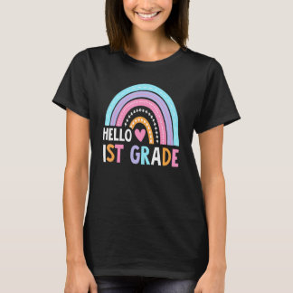 T-shirt Cute arc-en-ciel Bonjour 1ère année enseignant élè