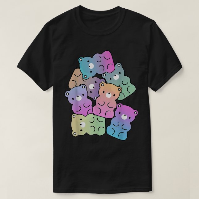 T-shirt Cute Arc-en-ciel Gummy Oear Design Kawaii Aesthéti (Design devant)