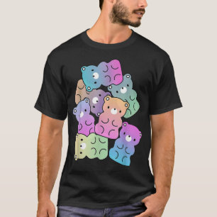 T-shirt Cute Arc-en-ciel Gummy Oear Design Kawaii Aesthéti