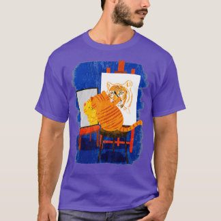 T-shirt Cute Artistique Chat Cute Peinture Chat Lion Art