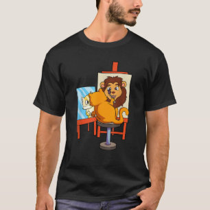 T-shirt Cute Artistique Chat Cute Peinture Chat Lion Art L