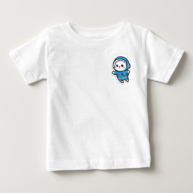 T-Shirt Cute Astronaut Cat Kawaii For Baby (Devant)