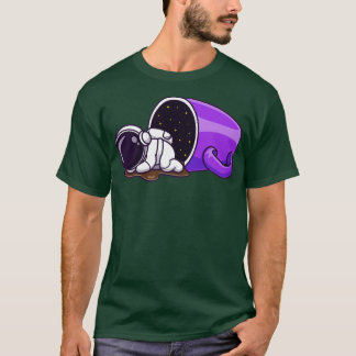 T-shirt Cute Astronaut Dormir Avec Dessin De Coupe De Café