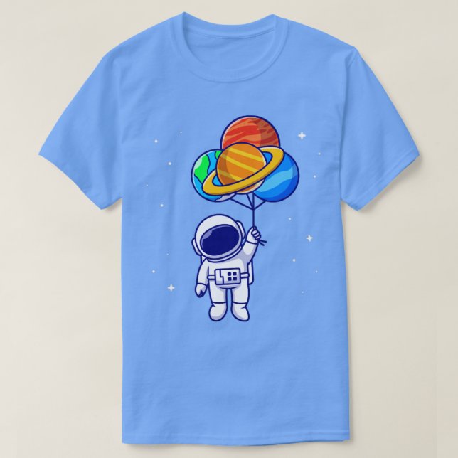 T-shirt Cute Astronaut Flottant Avec Des Ballons Planètes  (Design devant)