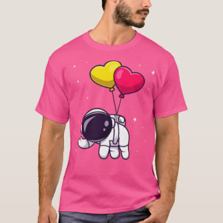 T-shirt Cute Astronaut Flottant Avec Un Ballons Amoureux C
