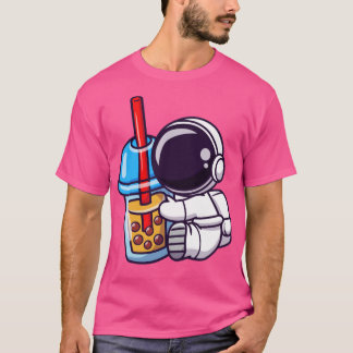 T-shirt Cute astronaute tenant Boba Milk Tea Cartoon1