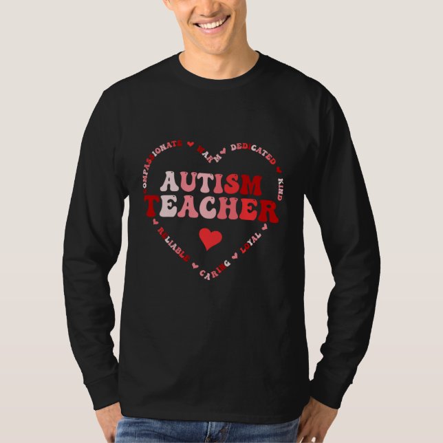 T-shirt Cute Autism Teacher Valentines Day Heart (Devant)