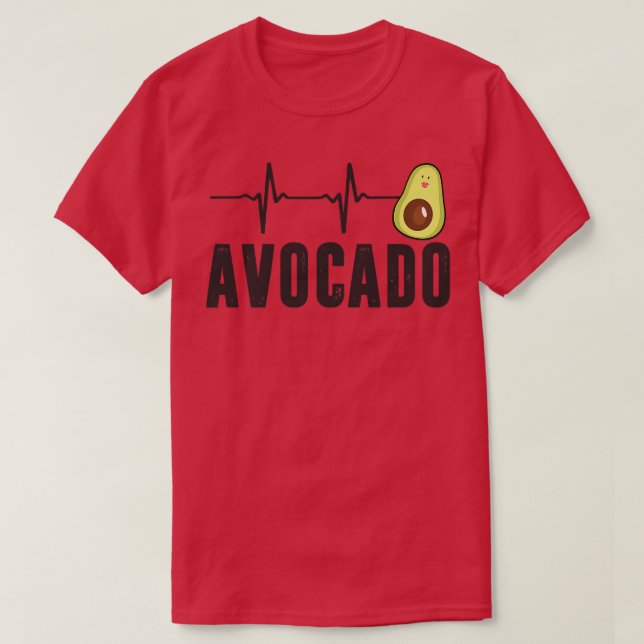 T-shirt Cute Avocado Heartbeat, Vegan For Men Women, Guaca (Design devant)
