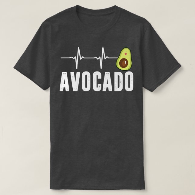 T-shirt Cute Avocado Heartbeat, Vegan For Men Women, Guaca (Design devant)