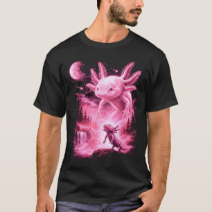 T-shirt Cute axolotl hurlant à la lune mème mystique